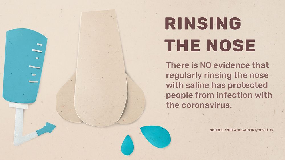 Rinsing the nose can not protect from infection from coronavirus paper craft social template 