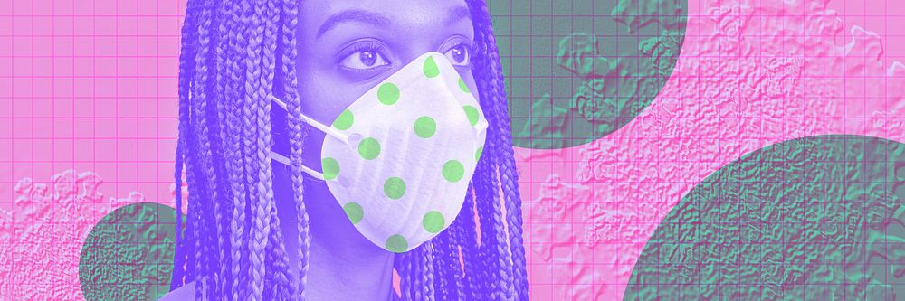 Woman wearing a face mask to prevent coronavirus infection background