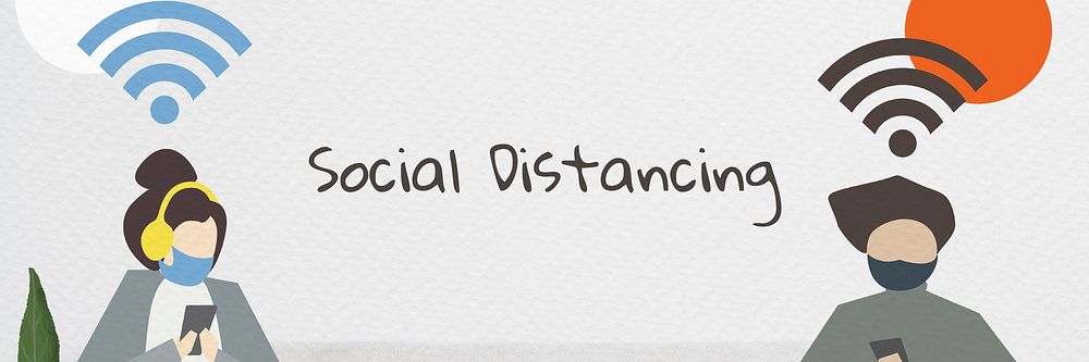 People with social distancing in public vector