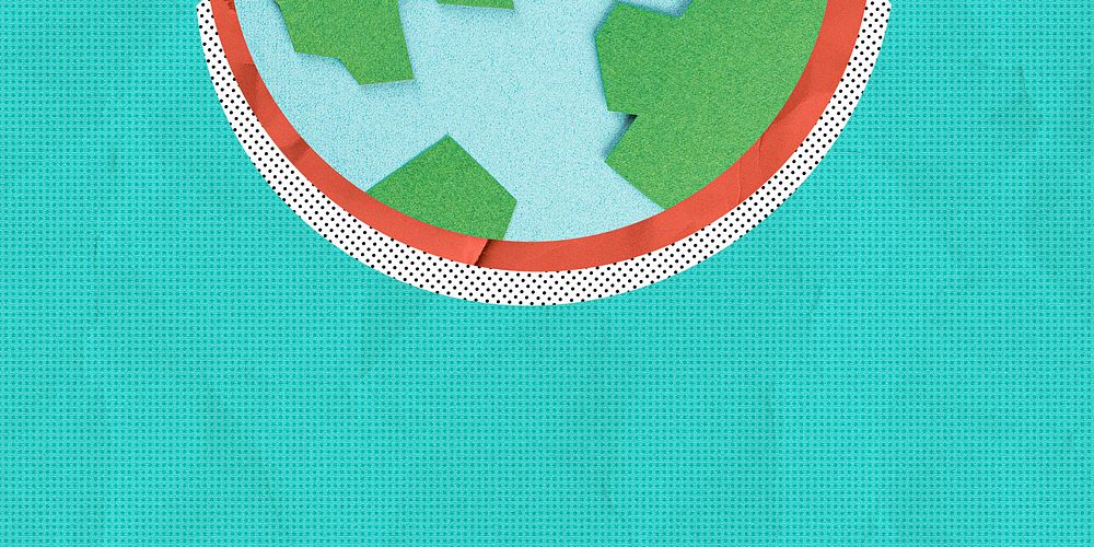 Paper craft planet earth on a green background