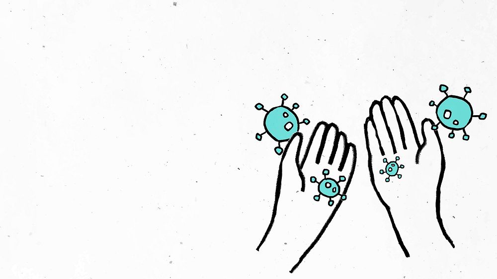 Hands contaminated with coronavirus illustration