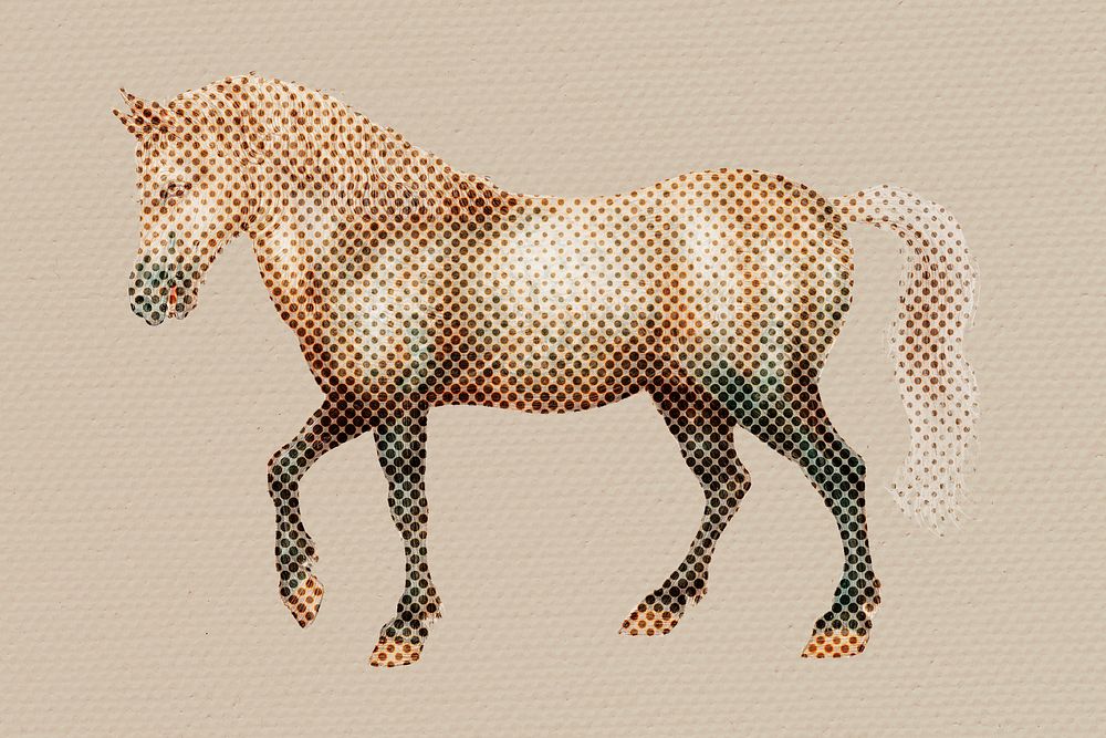 Halftone horse sticker design element