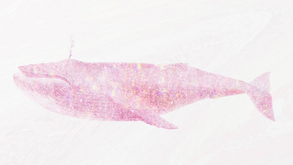 Pink holographic humpback whale  design element
