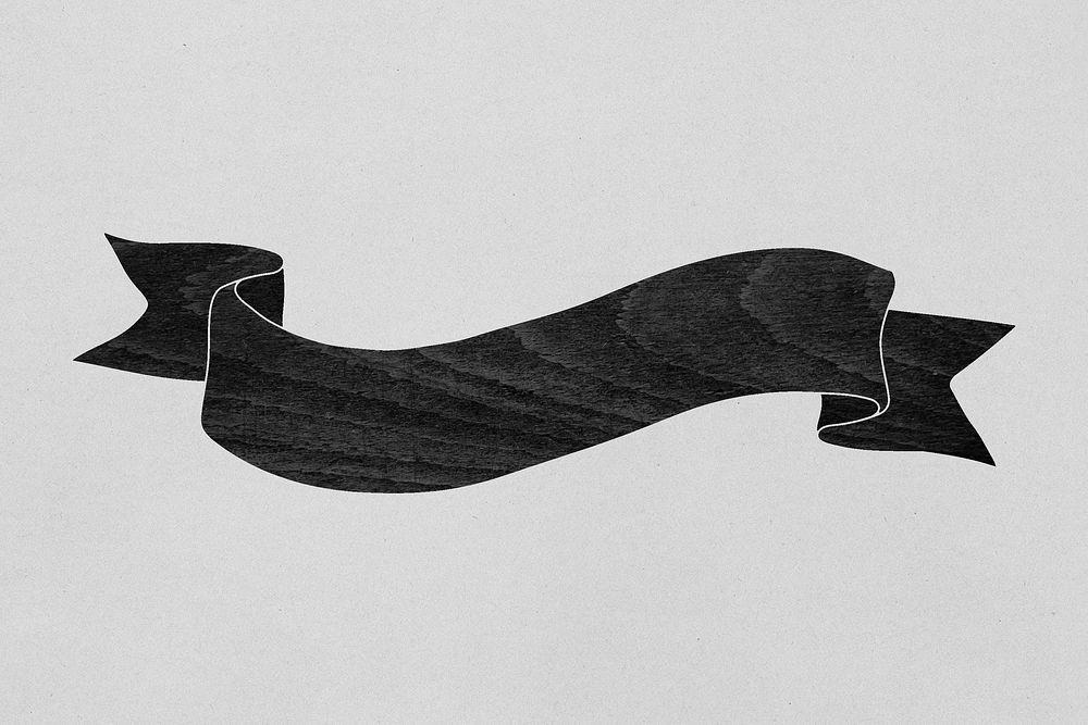 Black wood textured ribbon banner design element