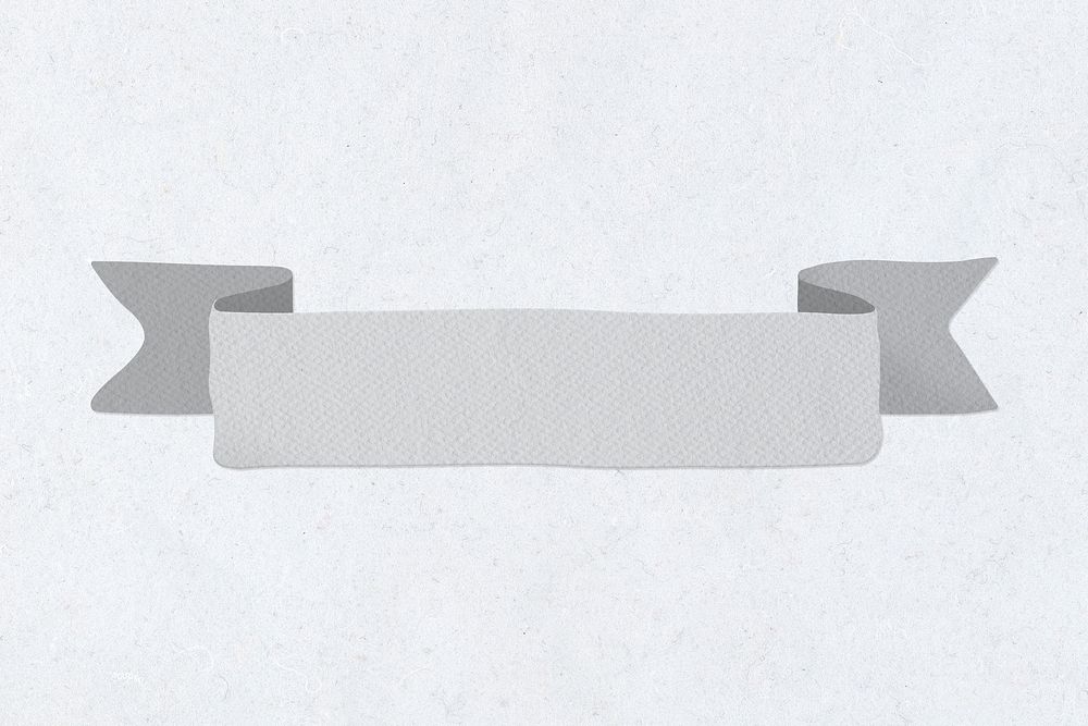 Gray paper ribbon banner design element