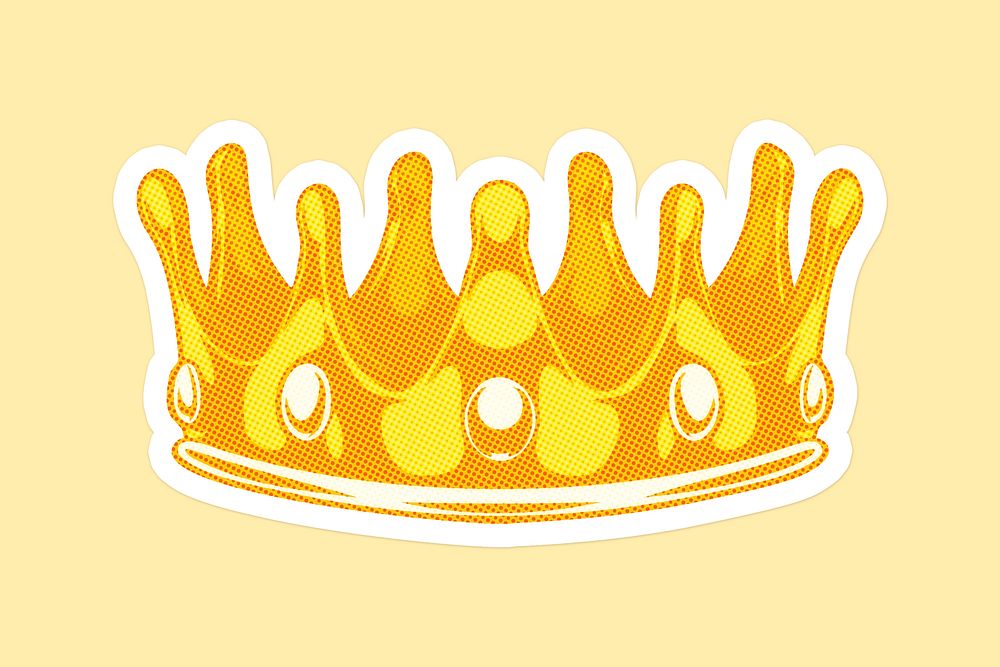 Gold crown sticker with a white border