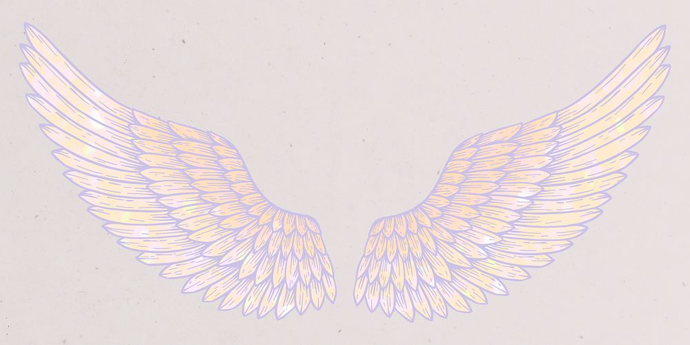 Creamy angel wings sticker overlay design resource