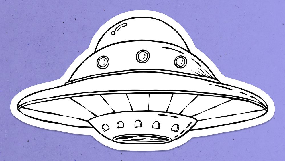 Cool cartoon UFO sticker psd