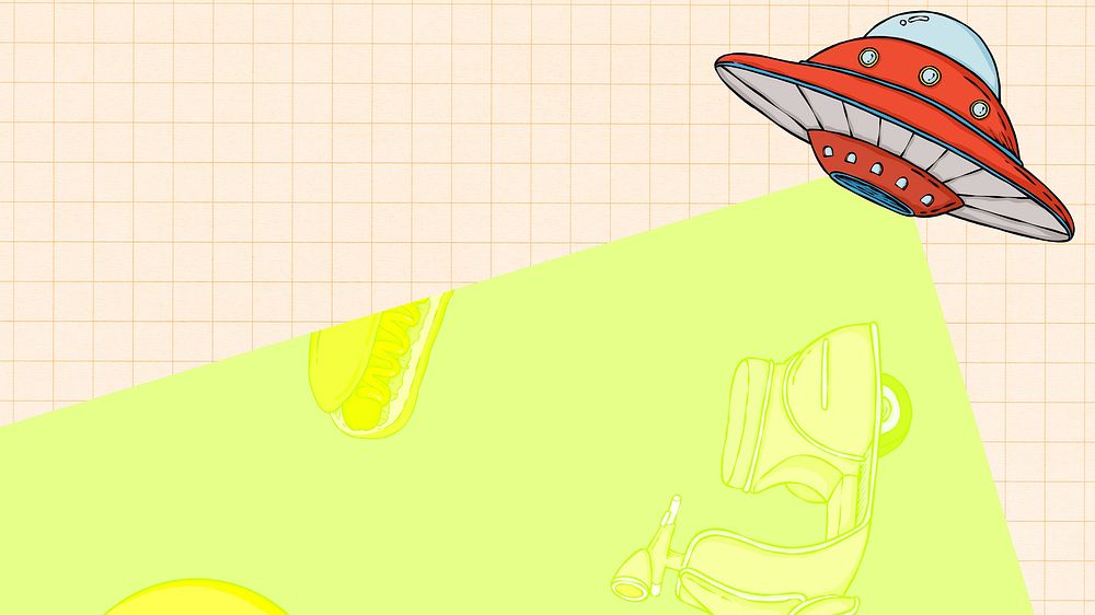 Red space ship green background 