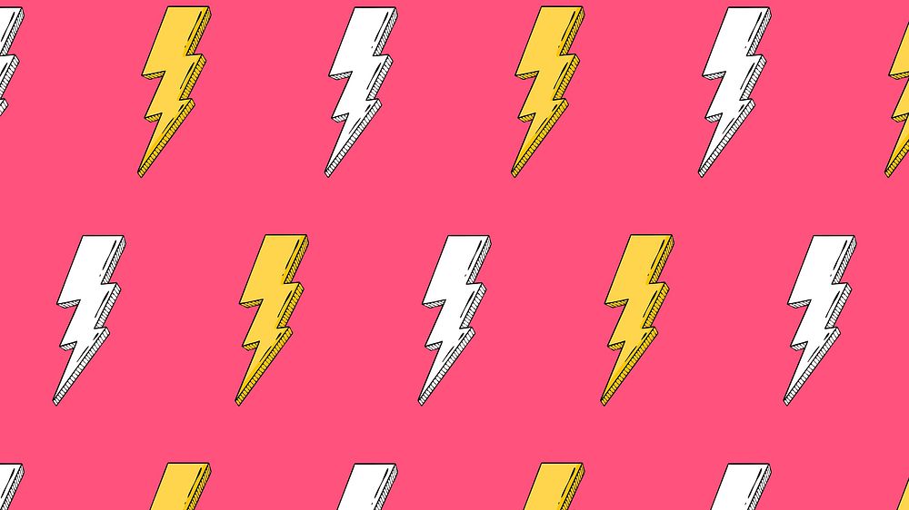 Yellow lightning patterned pink background