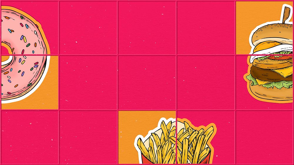 Decorative fast food icon on pink design background