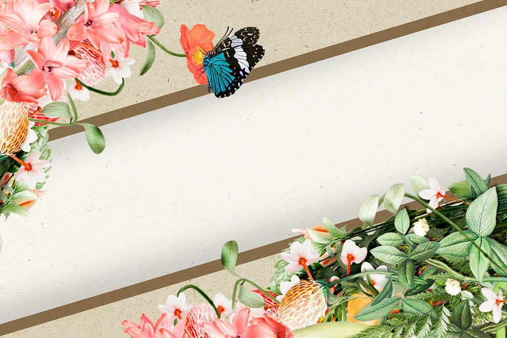 Colorful blooming flowers oblique frame mockup