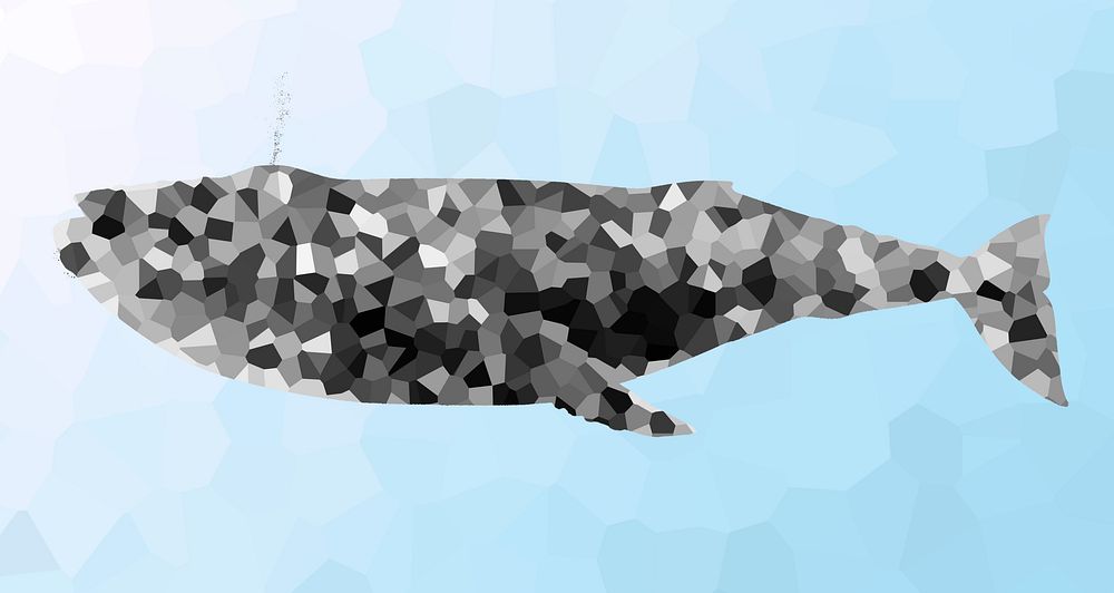 Crystallized style humpback whale illustration design element