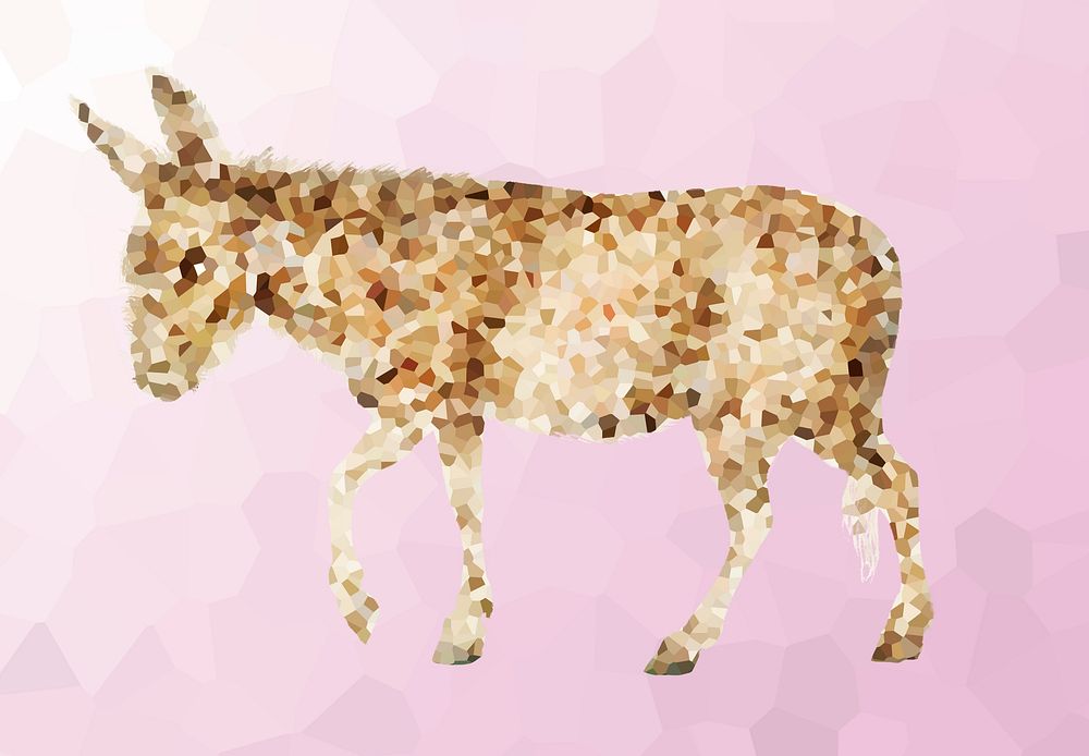 Crystallized style donkey illustration design element