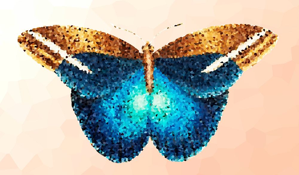 Crystallized butterfly sticker illustration