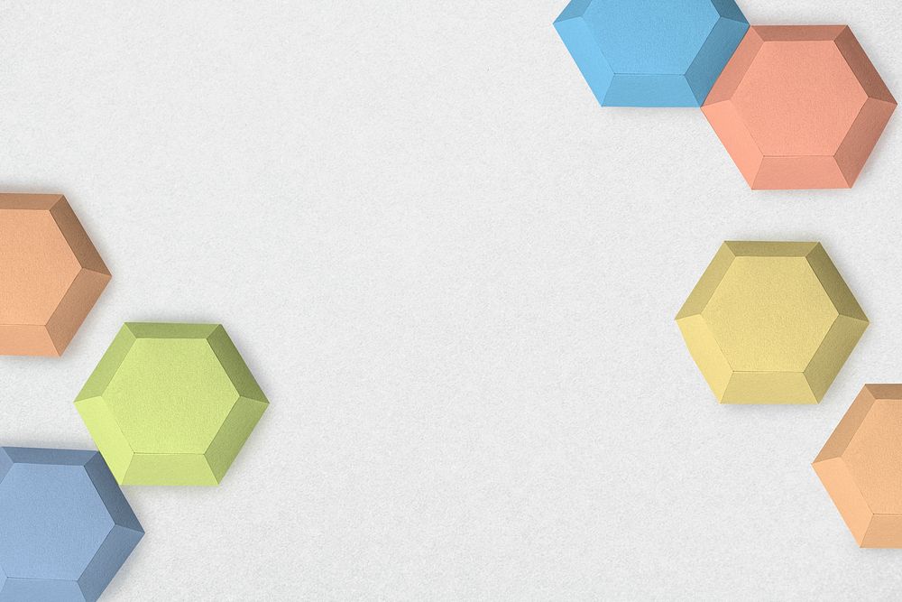 Rainbow paper craft hexagon patterned template