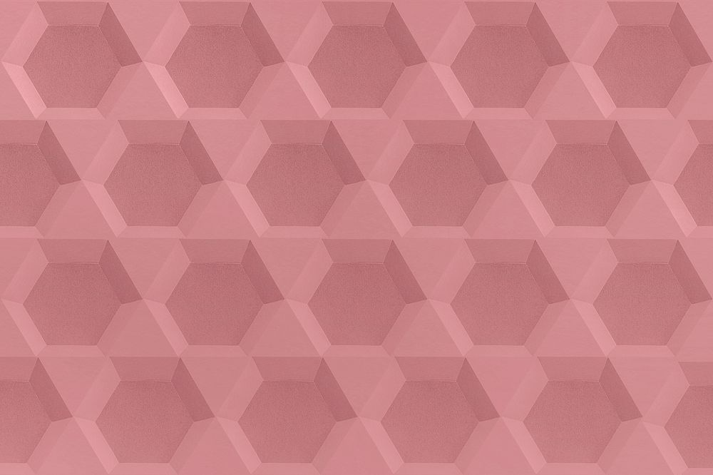 Pink paper craft hexagon patterned background