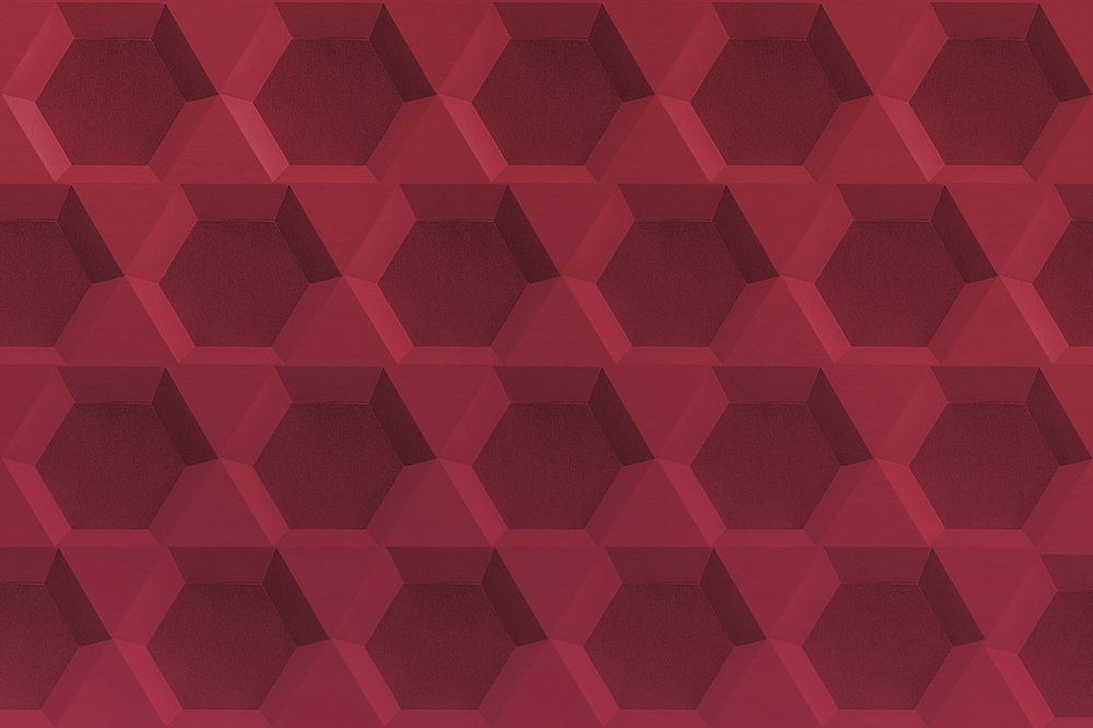 Red paper craft hexagon patterned background