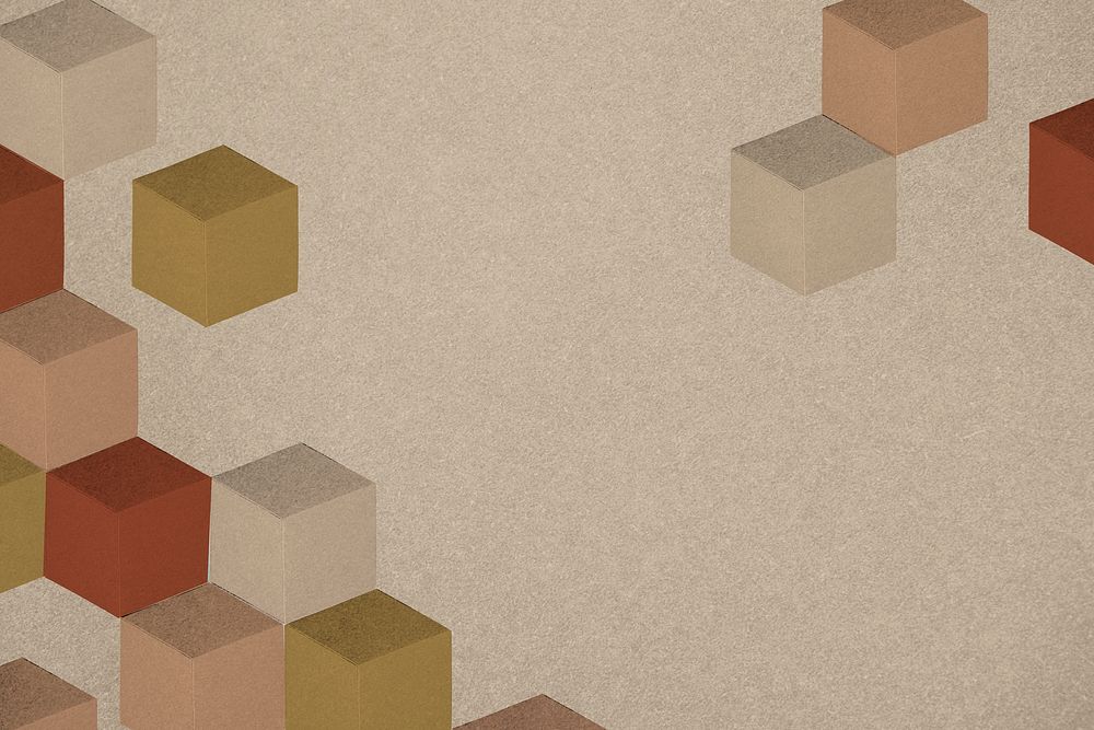 Brown paper craft textured cubic patterned template