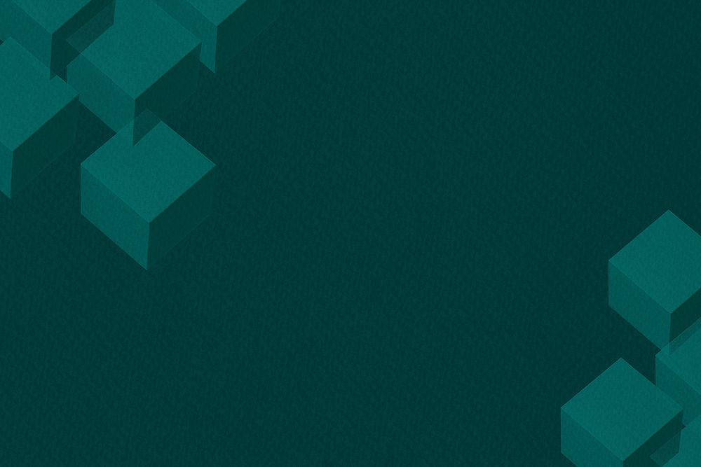 3D emerald green paper craft cubic patterned background