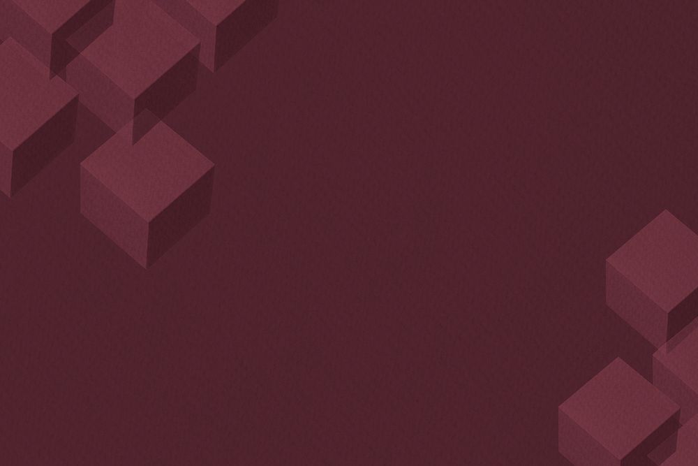 3D dark red paper craft cubic patterned background