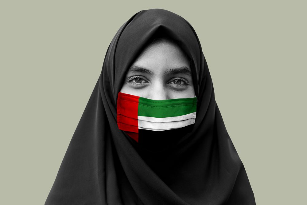 Young Emirati woman wearing a face mask during the COVID-19 pandemic