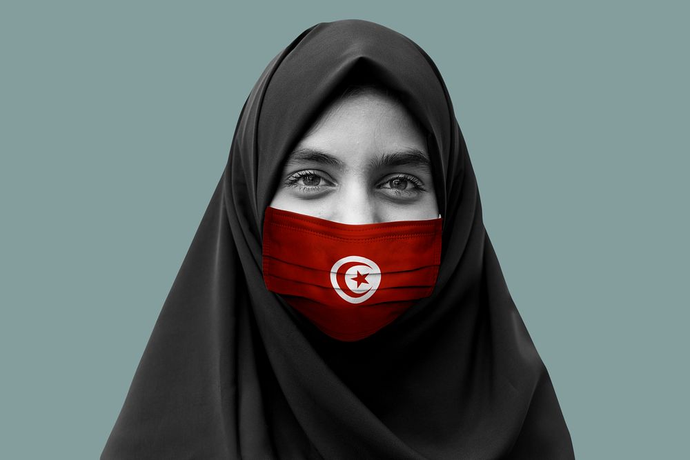 Young Tunisian woman wearing a face mask during the COVID-19 pandemic