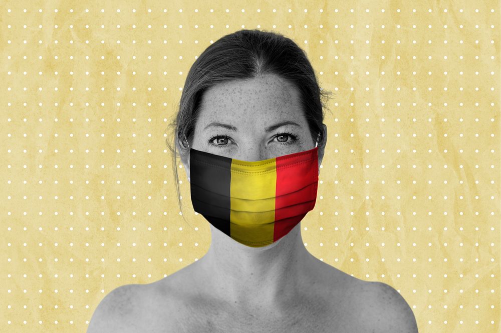 Belgian woman wearing a face mask during coronavirus pandemic