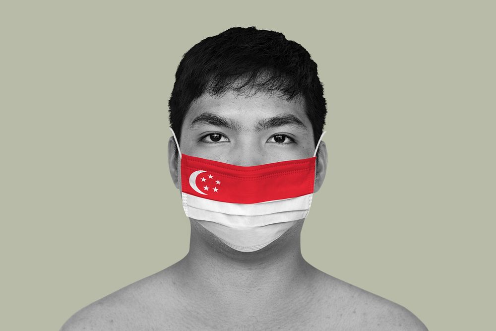 Singaporean man wearing a face mask during coronavirus pandemic