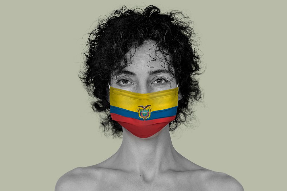 Ecuadorian woman wearing a face mask during coronavirus pandemic mockup