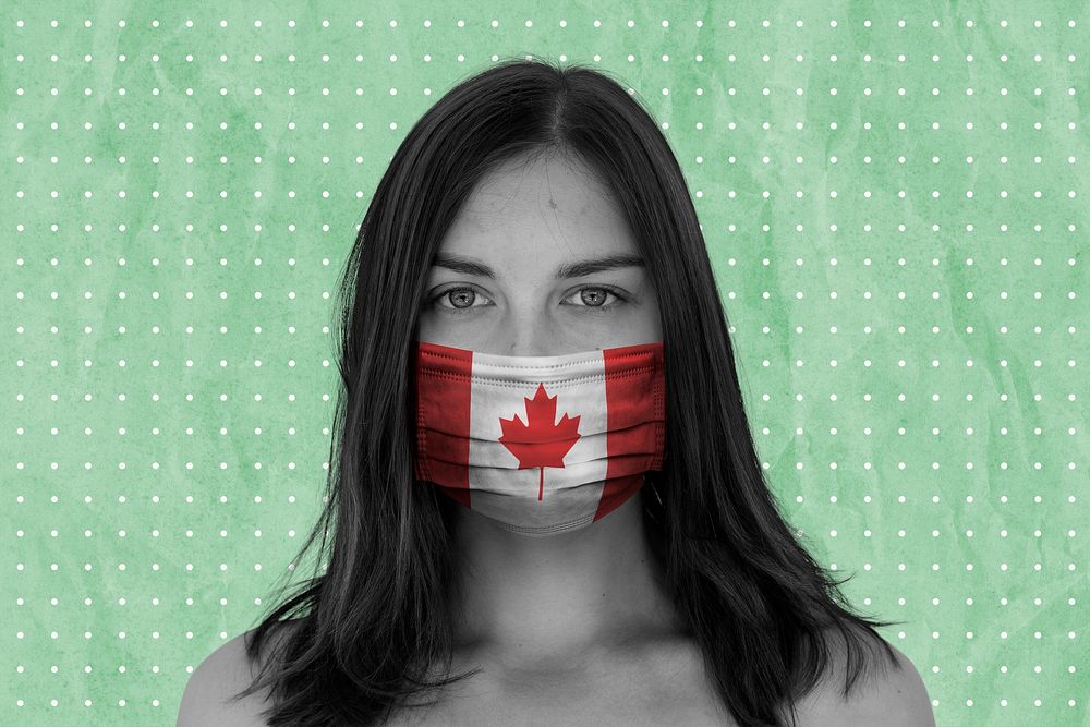 Canadian woman wearing a face mask during coronavirus pandemic