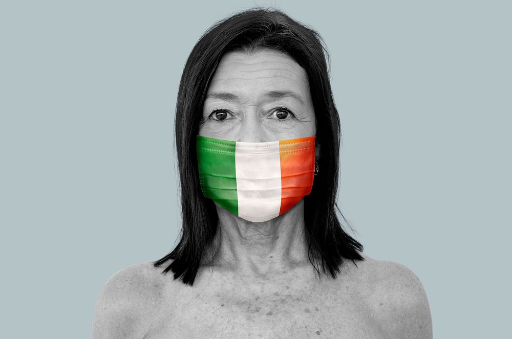 Irish woman wearing a face mask during coronavirus pandemic