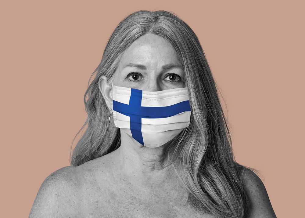 Finnish woman wearing a face mask during coronavirus pandemic
