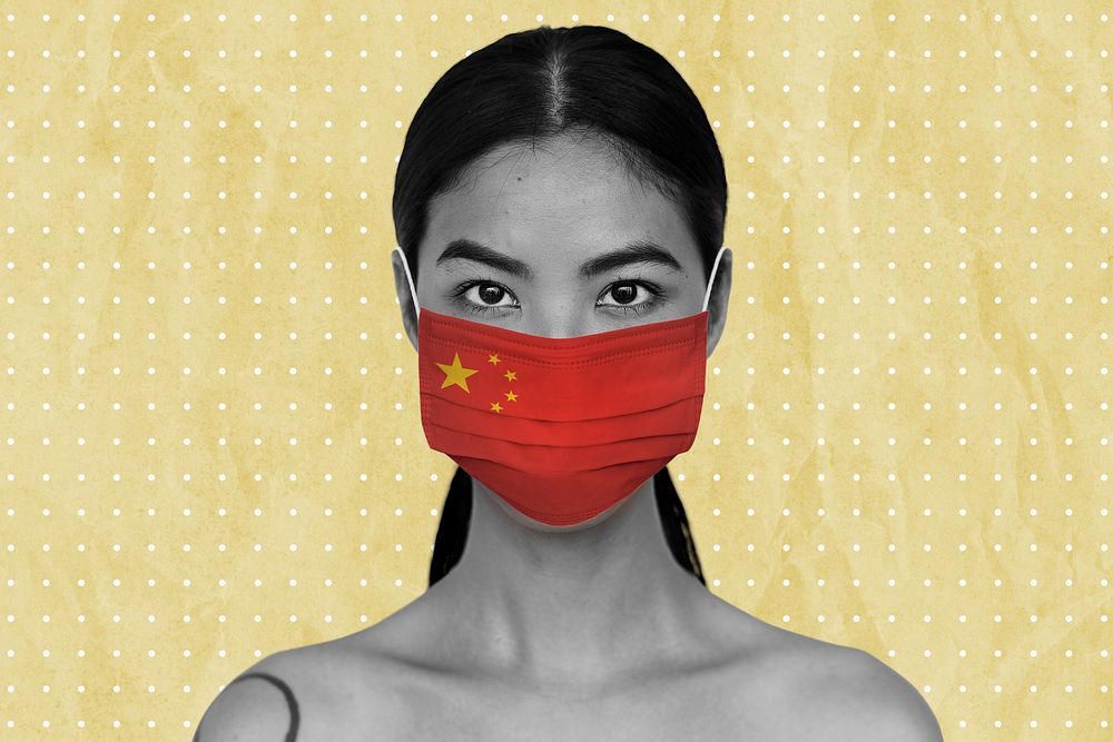 Chinese woman wearing a face mask during coronavirus pandemic