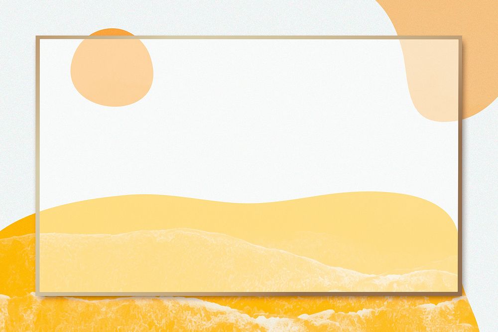 Gold psd frame on orange texture design space