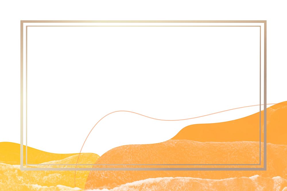 Gold psd frame on orange texture design space