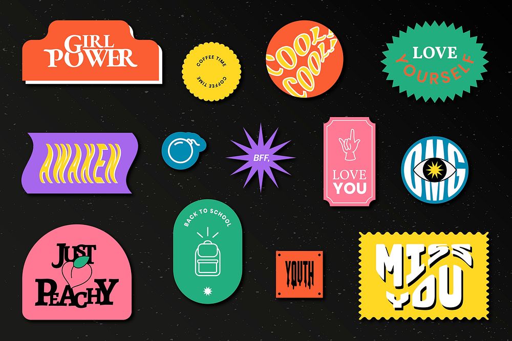 Vintage word sticker badge collection