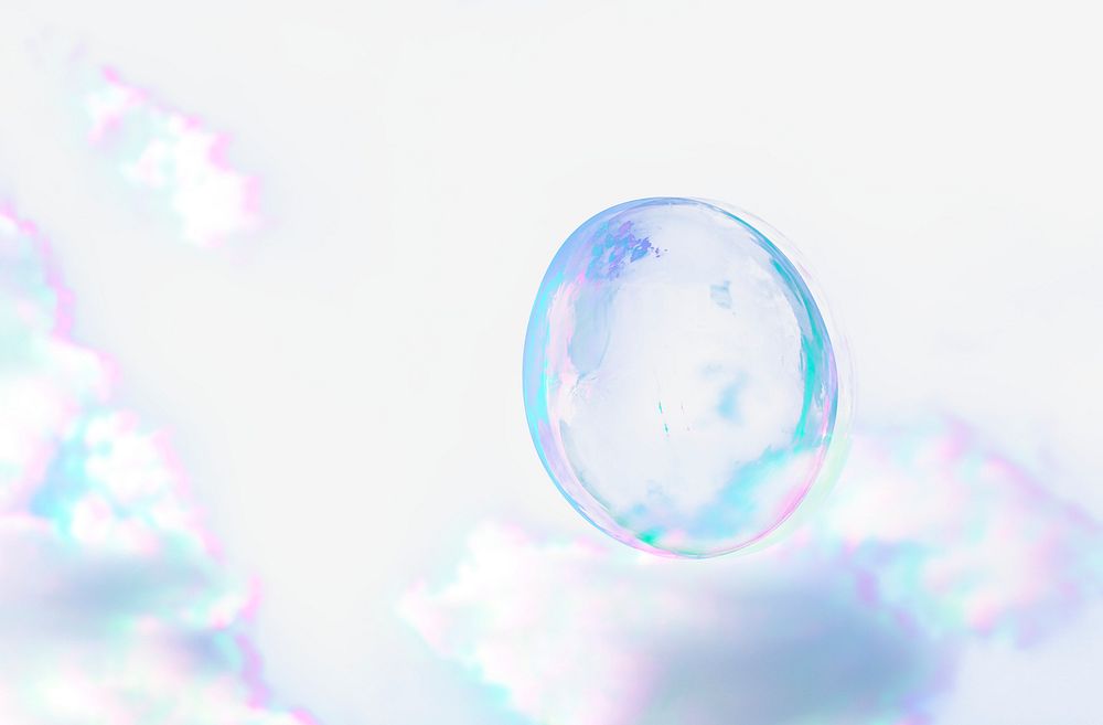 Soap bubbles on a cloudy sky design resource