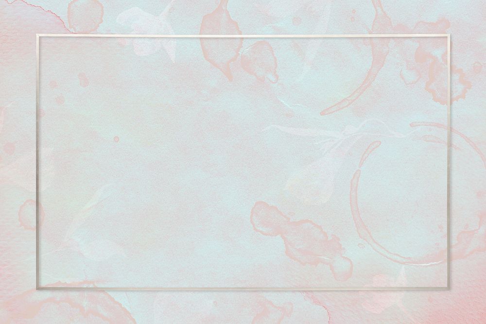 Gold rectangle frame on abstract light pink watercolor background