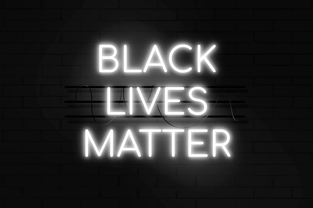Black Lives Matter white neon glow background