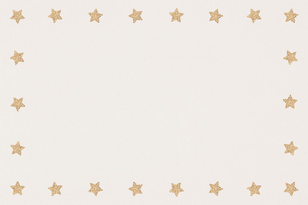Gold star patterned frame on a beige background