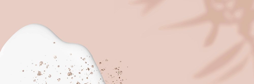 Pastel pink background vector with leaf shadow and glitter