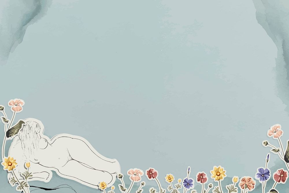 Vintage woman flowers background vector