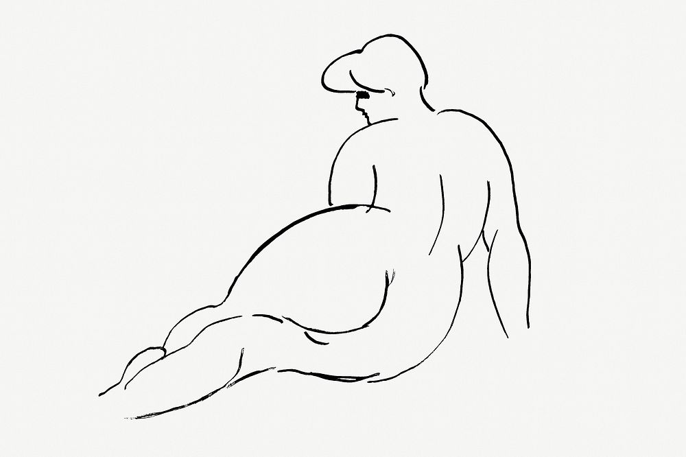 Sketch of nude lady vintage illustration