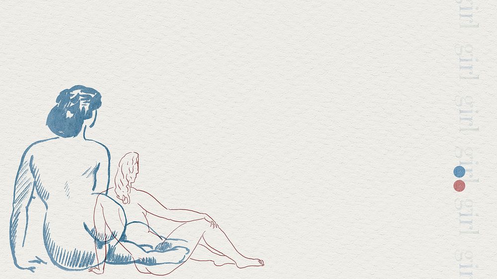 Nude lady vintage drawing background