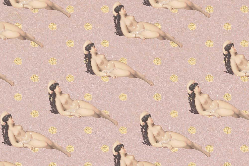 Female nude art seamless pattern background