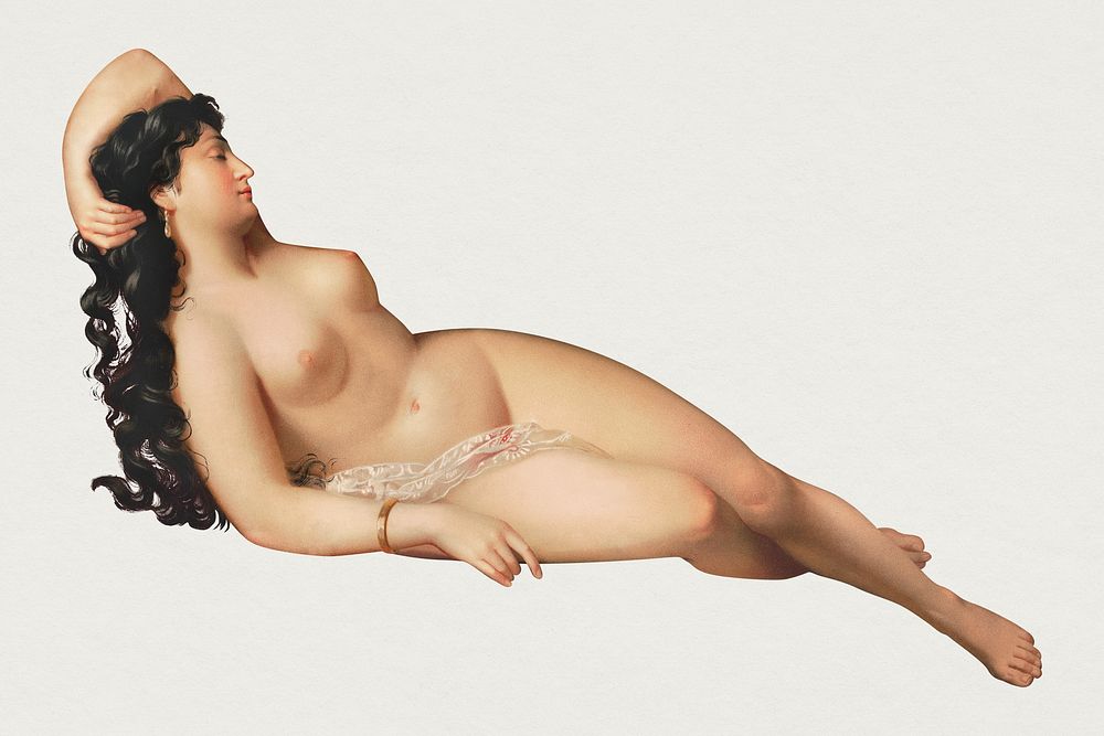 Mixed media art nude lady psd