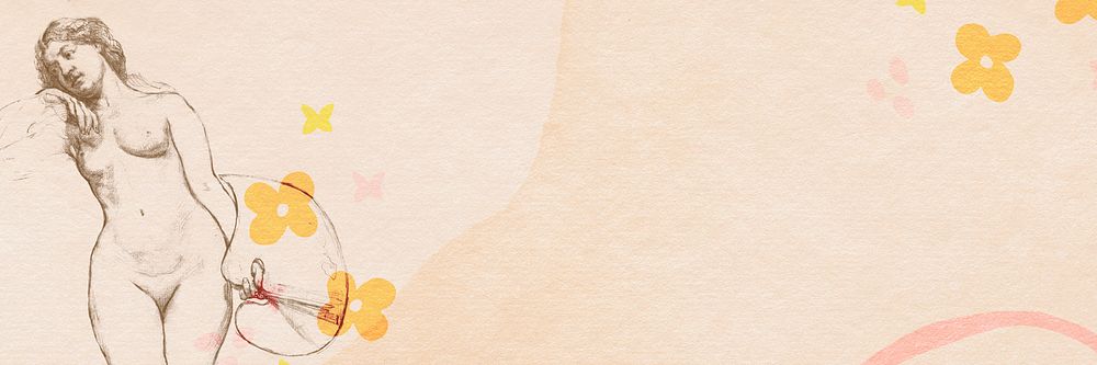 Nude woman sketch banner background