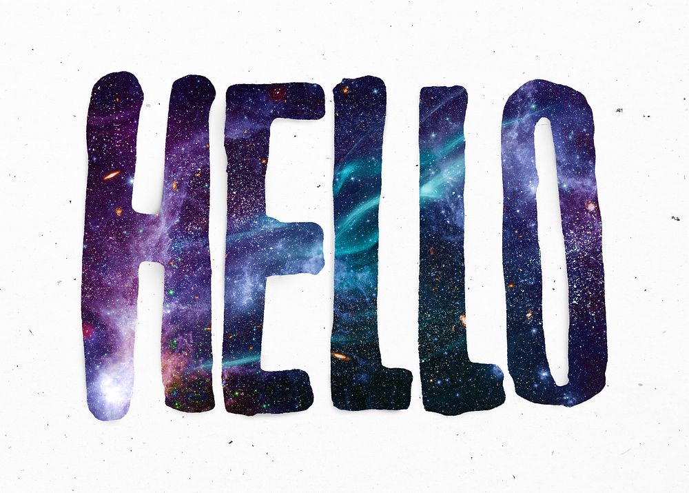 Galaxy hello word typography script