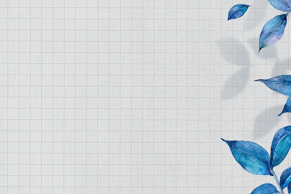 Blue watercolor leaf border design space background